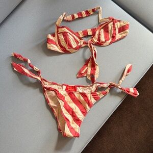 Vivienne Westwood Red Label Red and White Striped Bikini Set